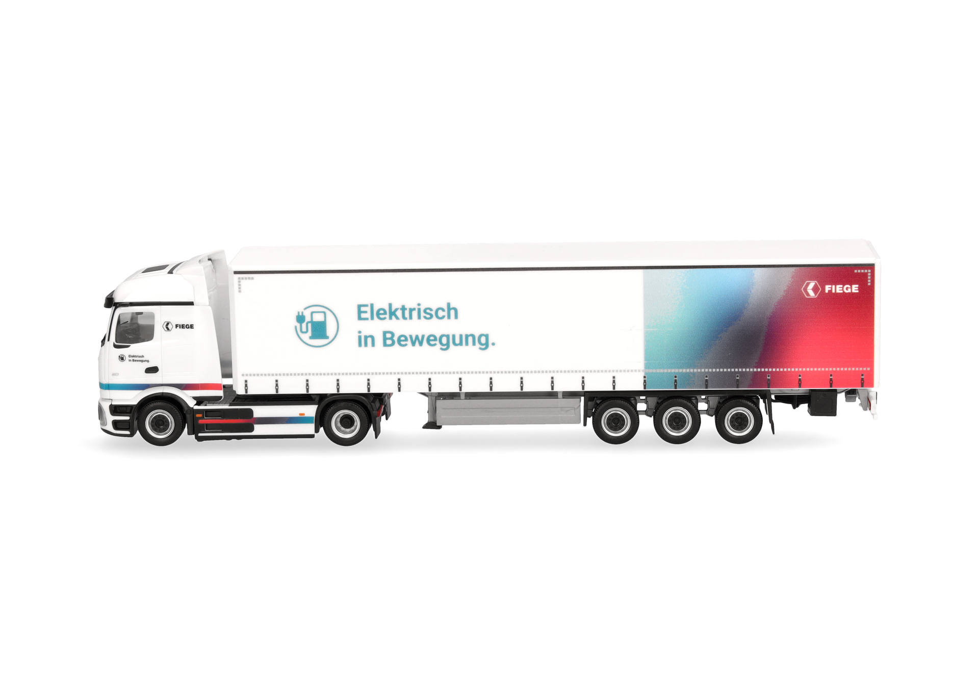 Mercedes-Benz eActros 600 ProCabin Streamspace curtain canvas semitrailer truck "FIEGE Logistik"