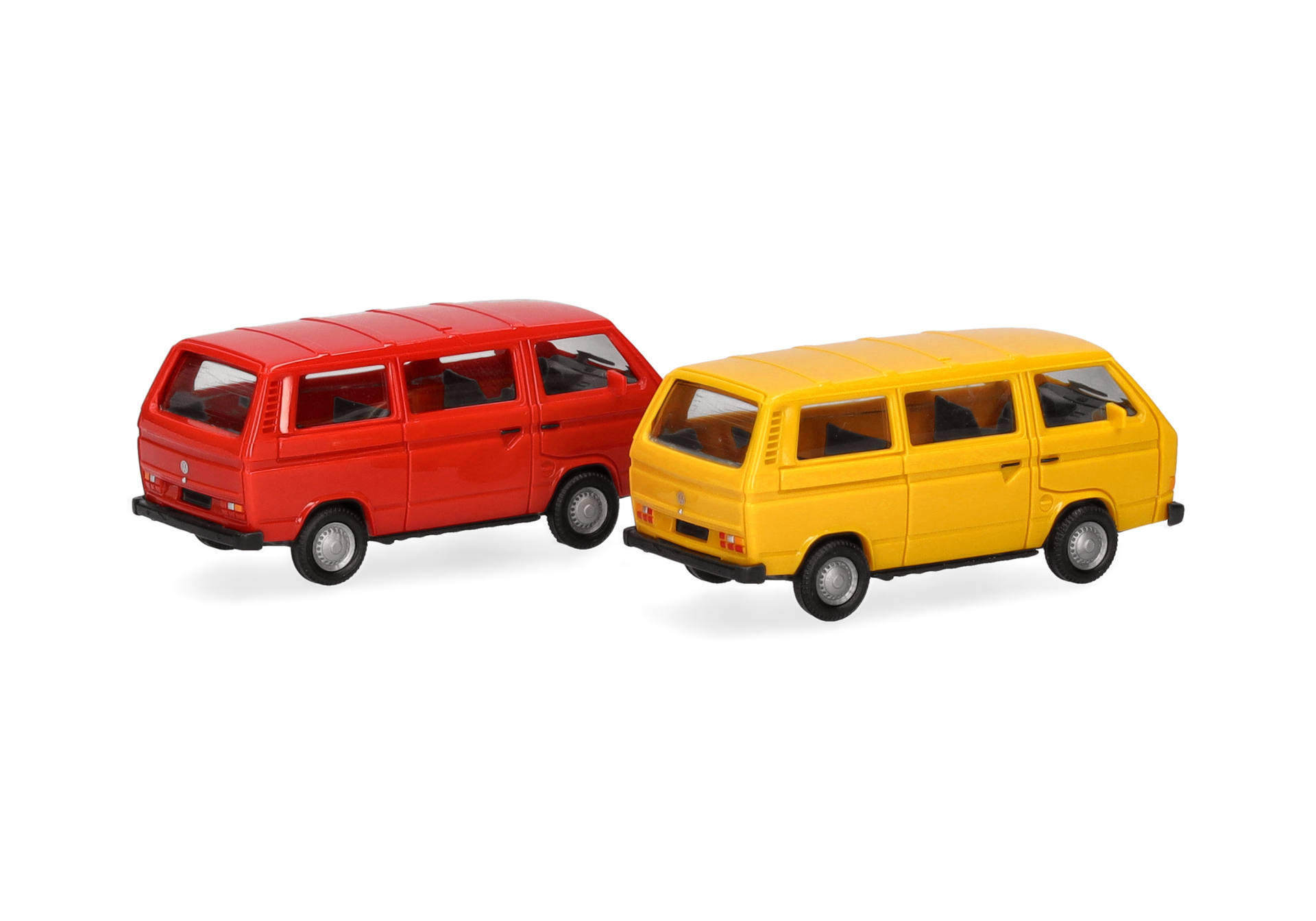Herpa MiniKit: Volkswagen (VW) T3 Bus ginstergelb und feuerrot, 2 Stück