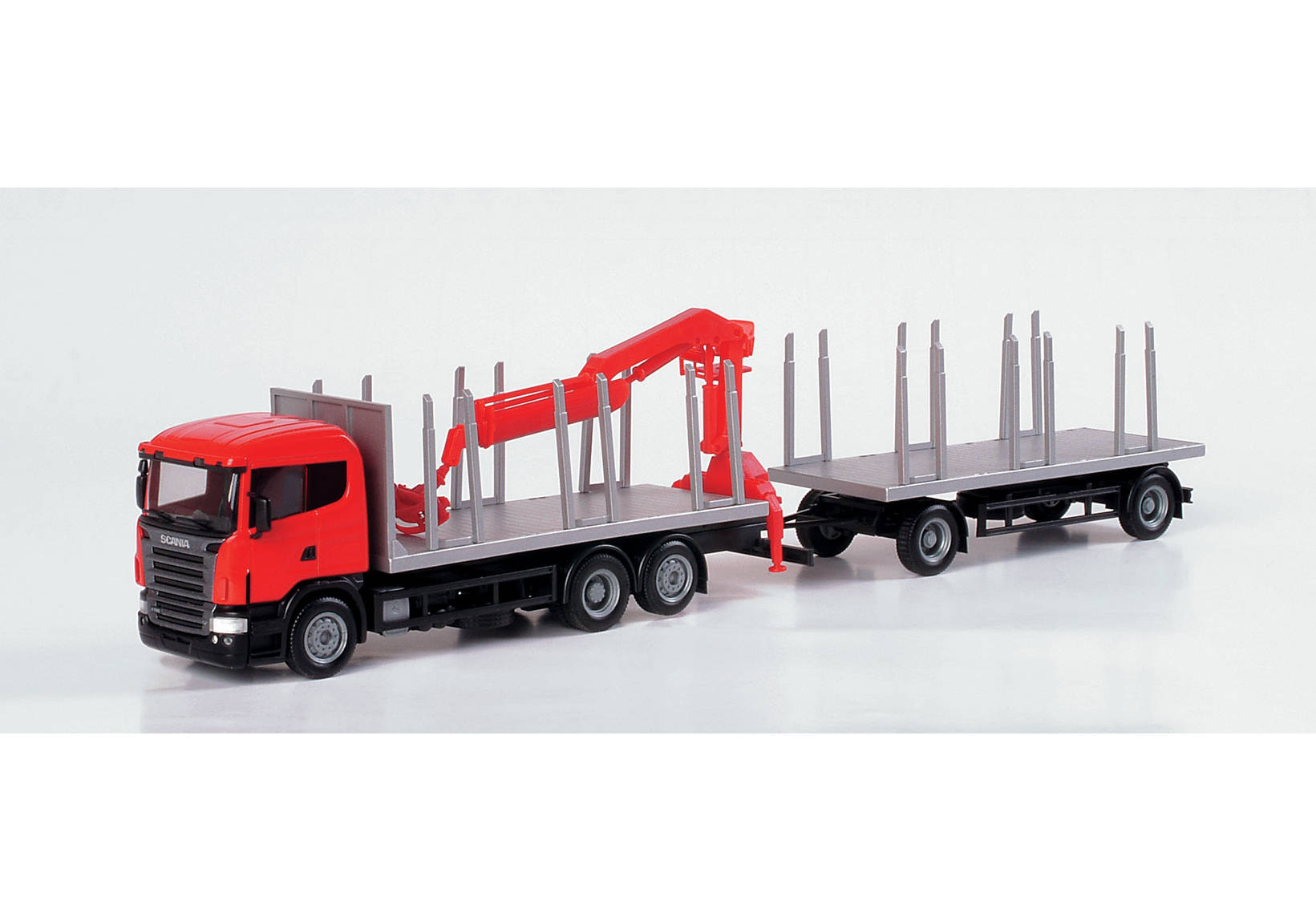Scania R stake trailer with rear loading crane