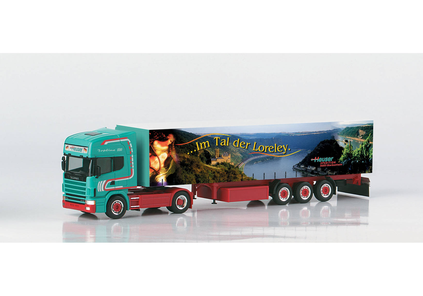 Scania 164 curtain canvas semi truck "Heuser/Loreley"