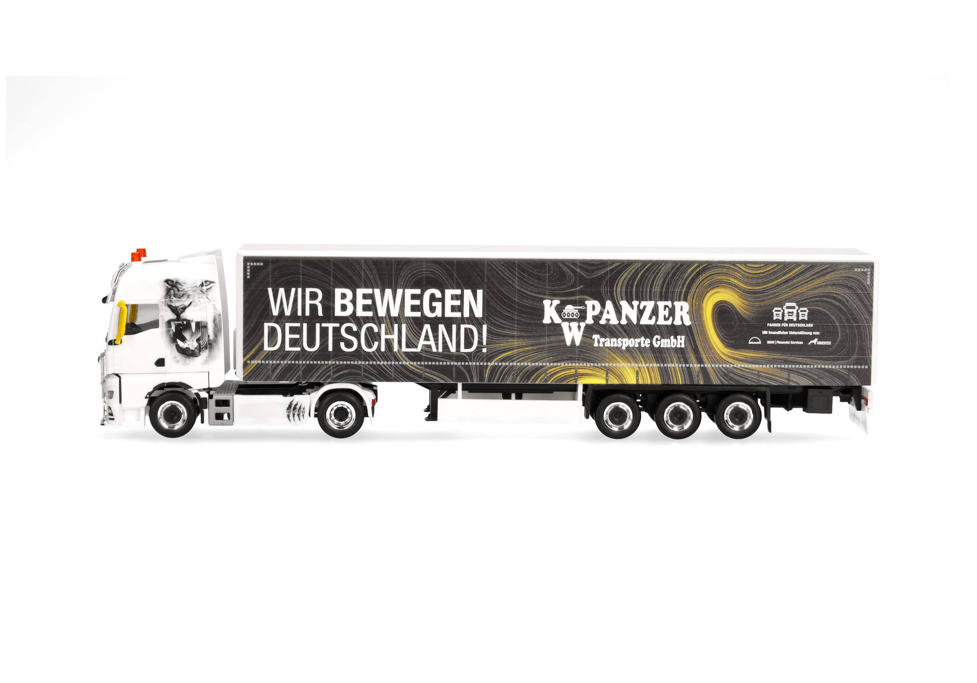 MAN TGX GX curtain canvas semitrailer truck "K.W. Panzer / Wir bewegen Deutschland"