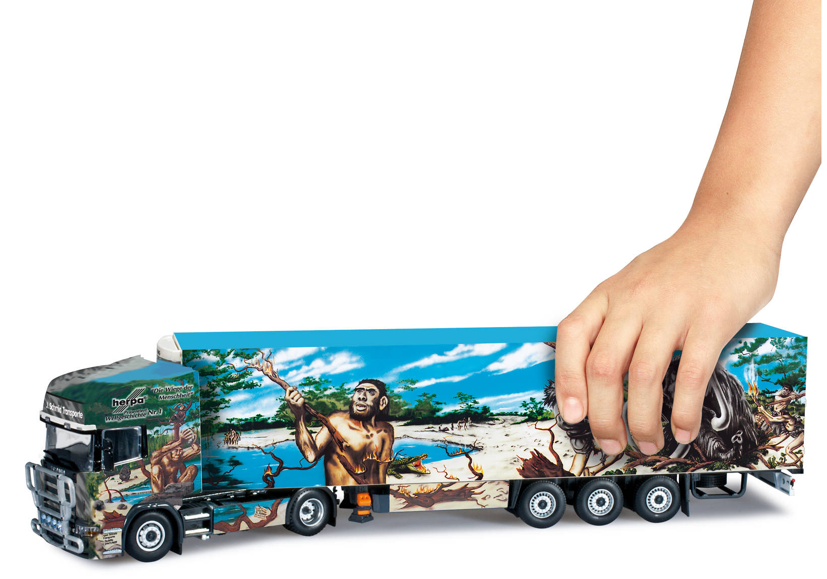 Scania 164 TL refrigerated semitrailer "Herpa präsentiert Weltgeschichte - Nr. 1", PC