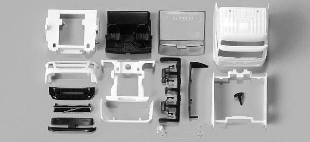 Volvo FH GL XL '02 driver's cabin with side skirting, roof spoiler and sun shield (incl. rear-view mirror)Content: 2 pcs.