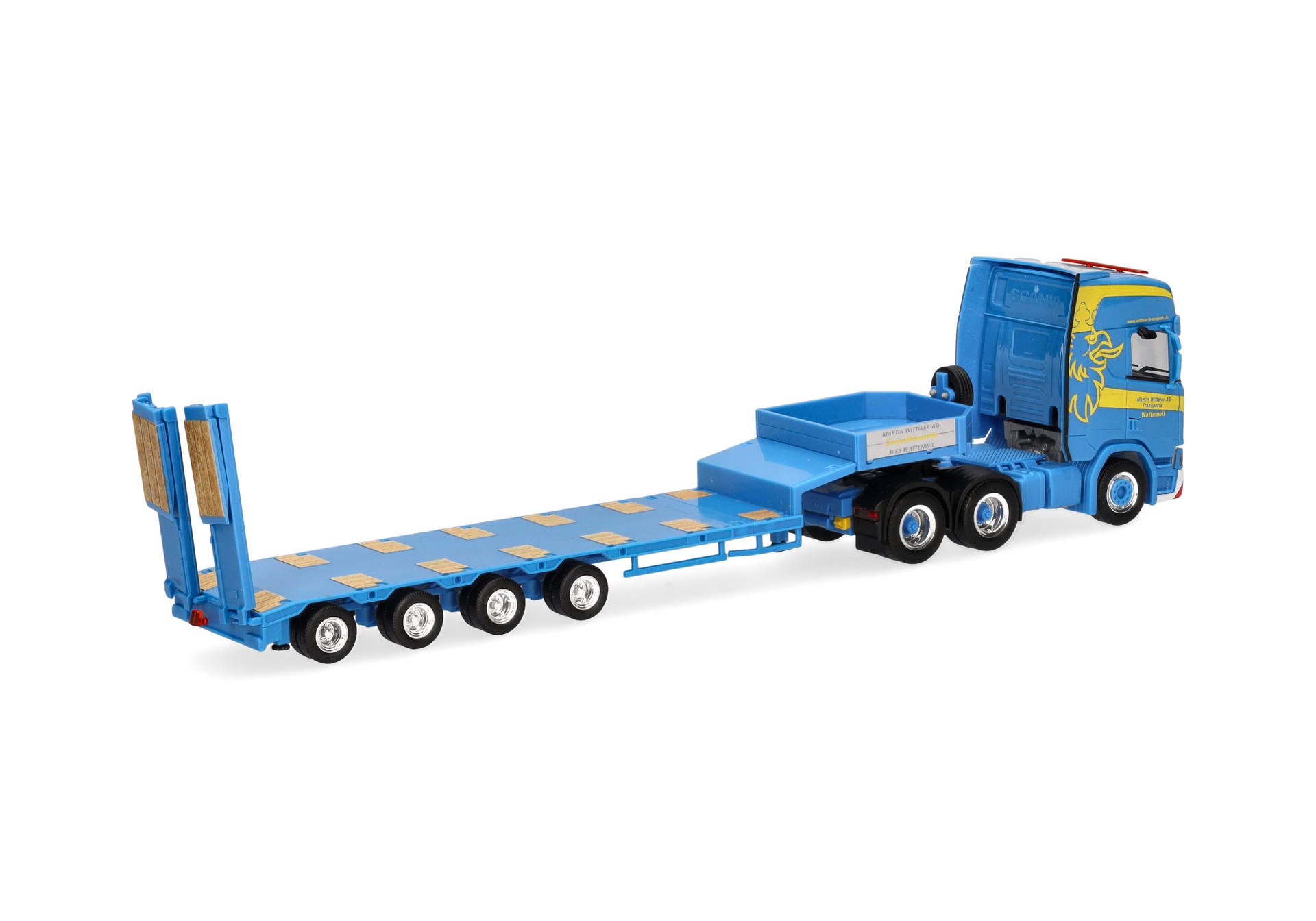 Scania CR 20 HD Semitieflade-Sattelzug mit Rampen "Martin Wittwer Wattenwil"