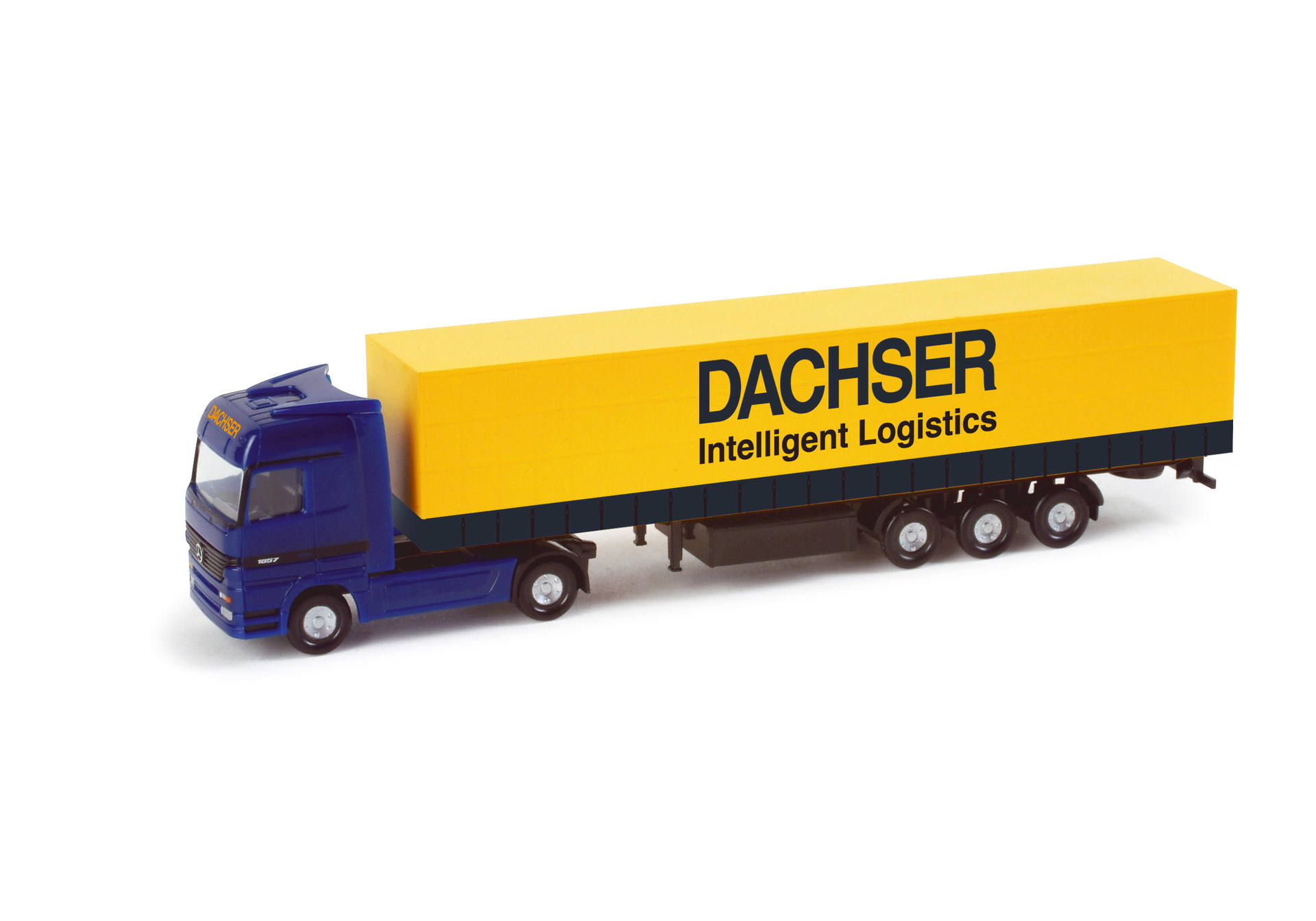 Mercedes-Benz Actros curtain canvas semitrailer "Dachser"