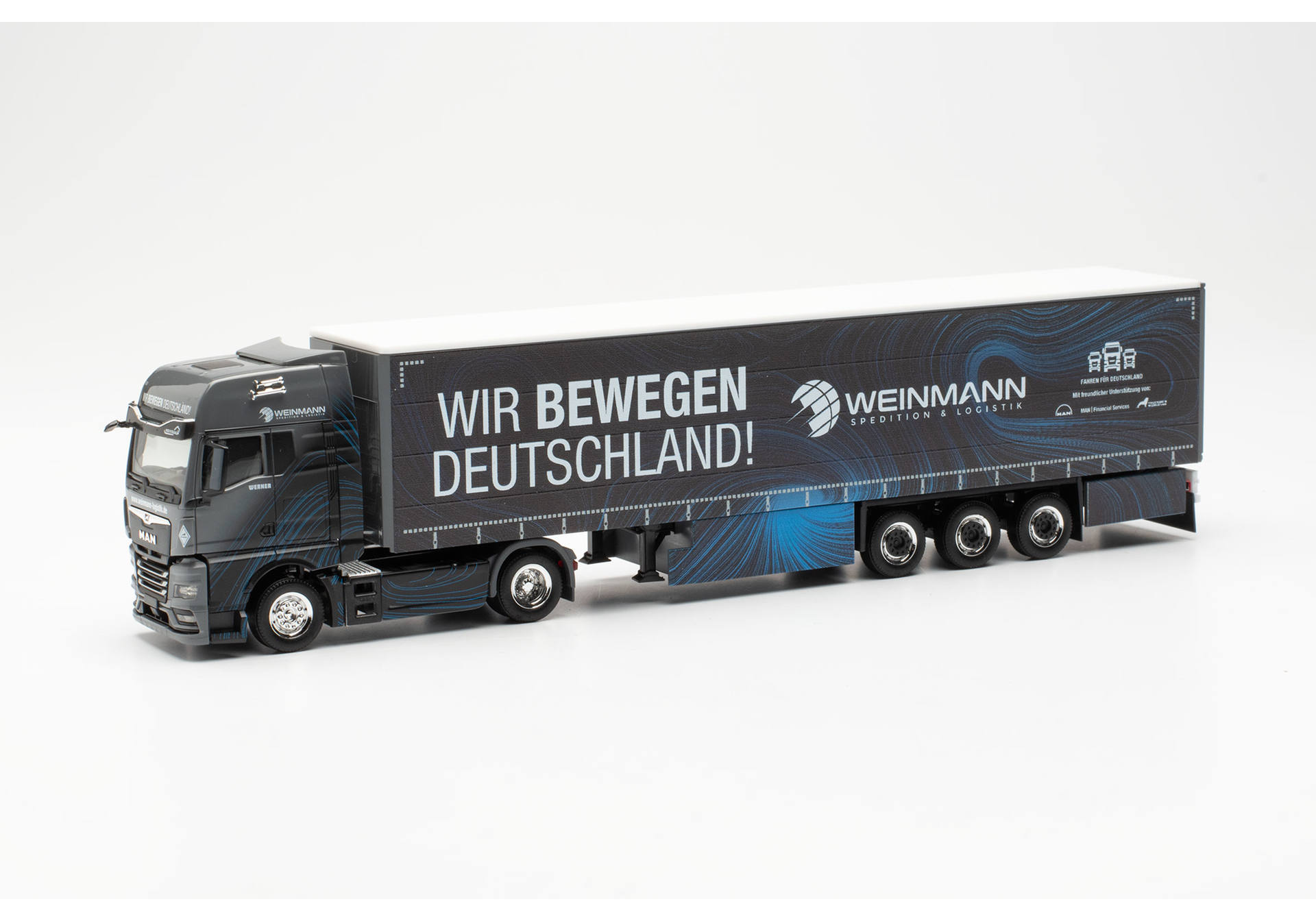 MAN TGX GX curtain canvas semitrailer "Weinmann/Wir bewegen Deutschland"