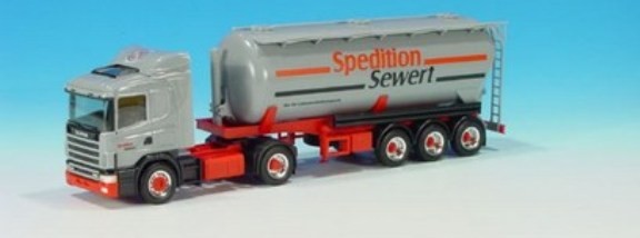 Scania 124 HL Kippsilo saddle train 2a/3a