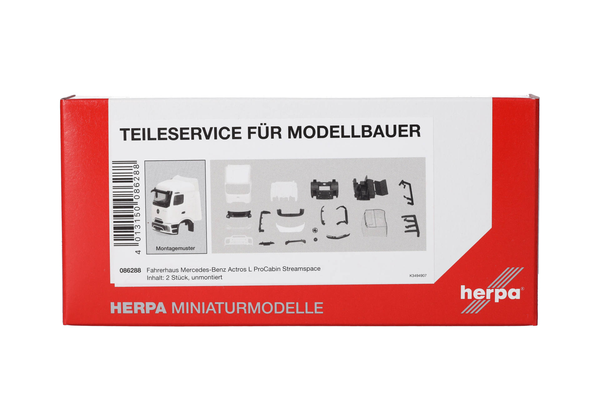 model kit, truck cab, Mercedes Actros, unassembled, parts set