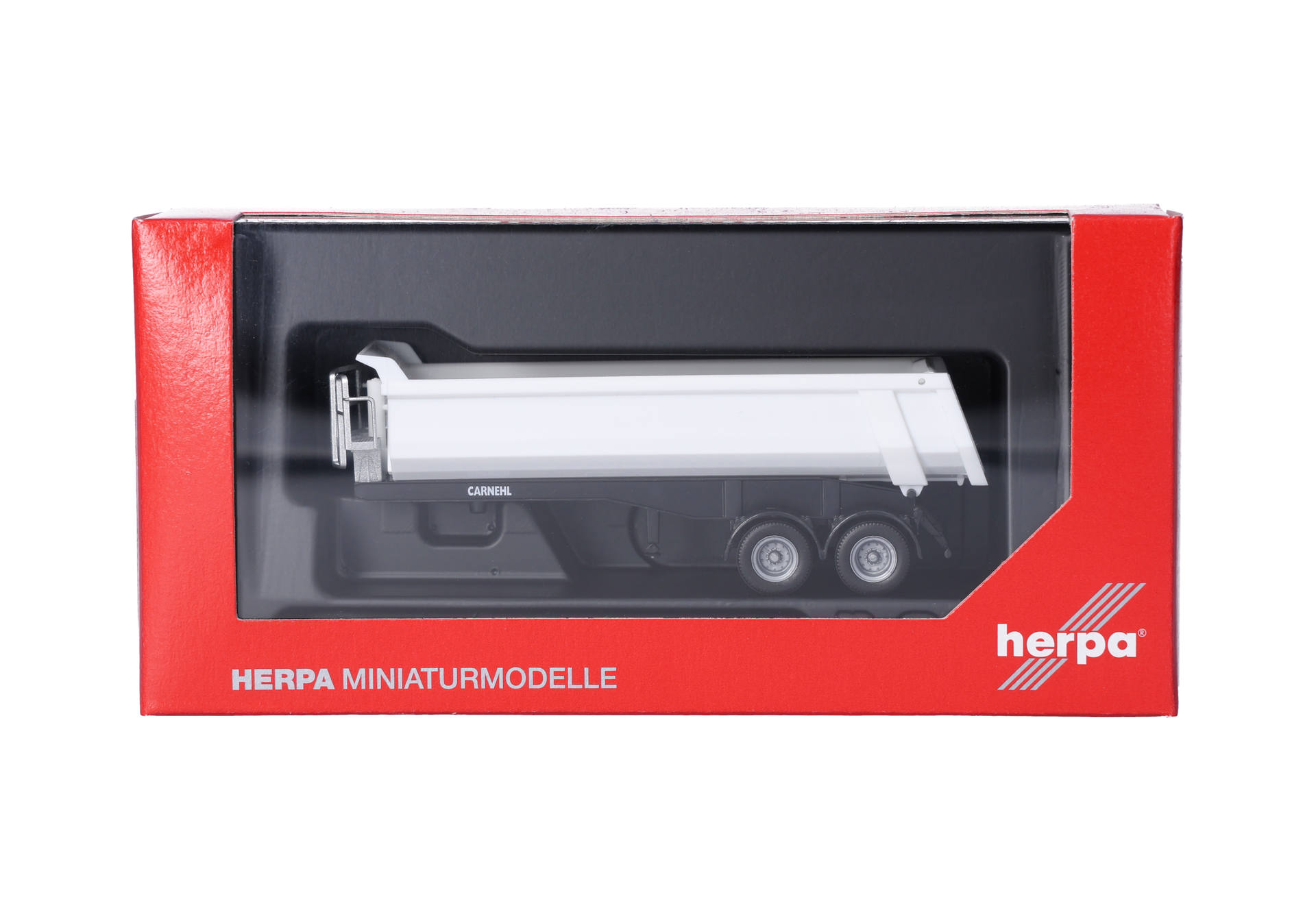 model truck, tanker trailer, scale model, red box, Herpa