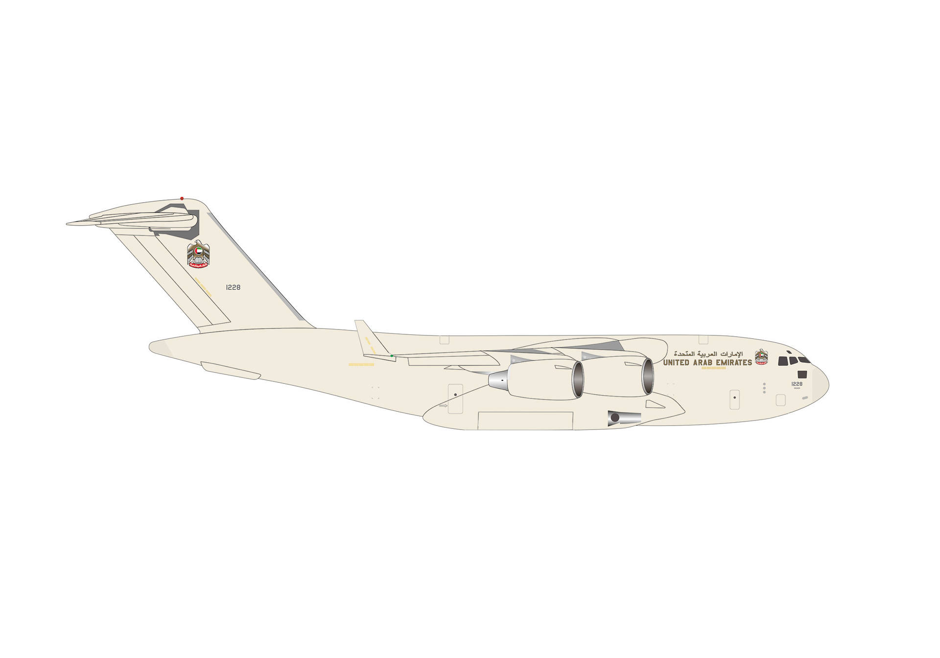 United Arab Emirates Air Force Boeing C-17A Globemaster III - 15th Strategic Airlift Squadron, Abu Dhabi / Zayed International - desert color scheme – 1228
