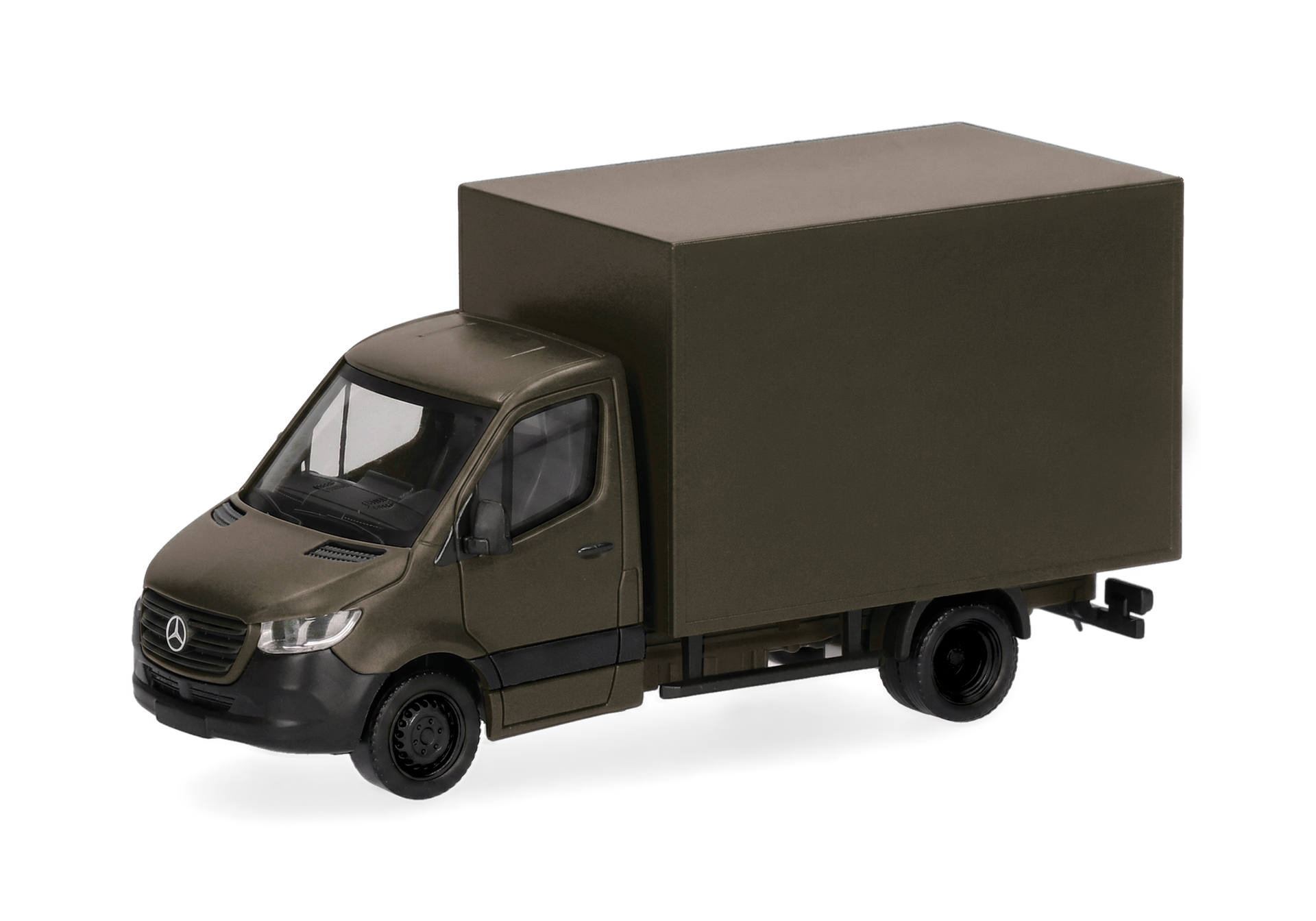 box truck, delivery van, cargo truck, model vehicle, olive green