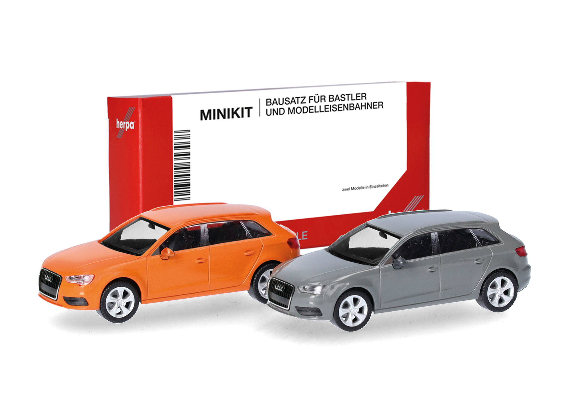 Herpa MiniKit: Audi A3 Sportback (2012), gloworange and nardogrey, 2 pieces