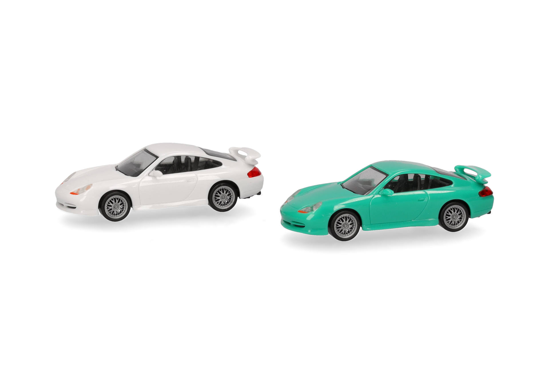 Herpa MiniKit: Porsche 911 GT3 (996)  Grandprix Weiß und hellgrün, 2 Stück