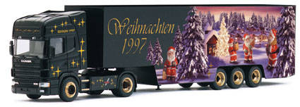 Scania 144 TL Eurocoffer-Sattelzug 2a/3a Herpa Christmas Truck 1997