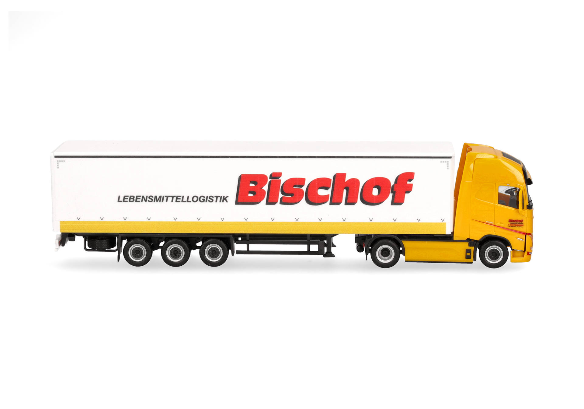 Volvo FH GL XL electric Gardinenplanen-Sattelzug mit Bordwänden "Bischof"
