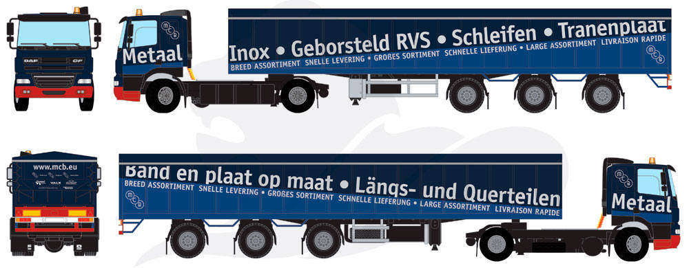 DAF CF 85 canvas semitrailer "MCB RVS"