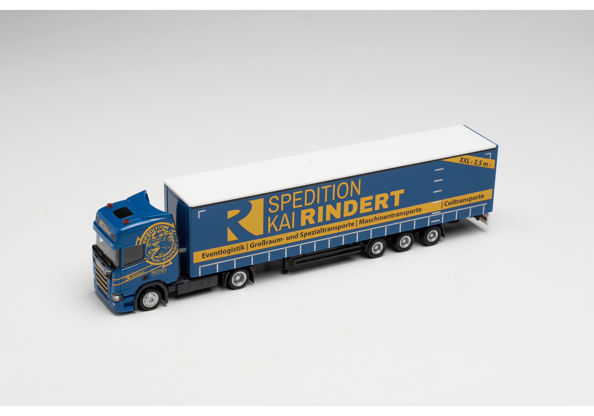 Scania CR 20 Euro Jumbo curtain canvas semitrailer "Spedition Kai Rindert"