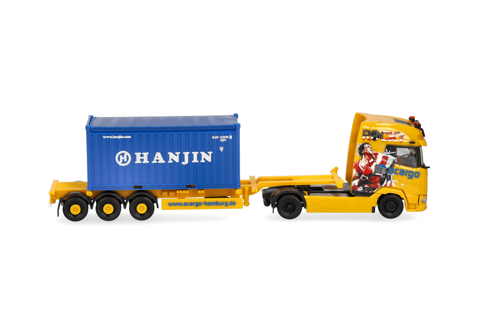 Lkw, Lastwagen, Anhänger, Container, Gelb