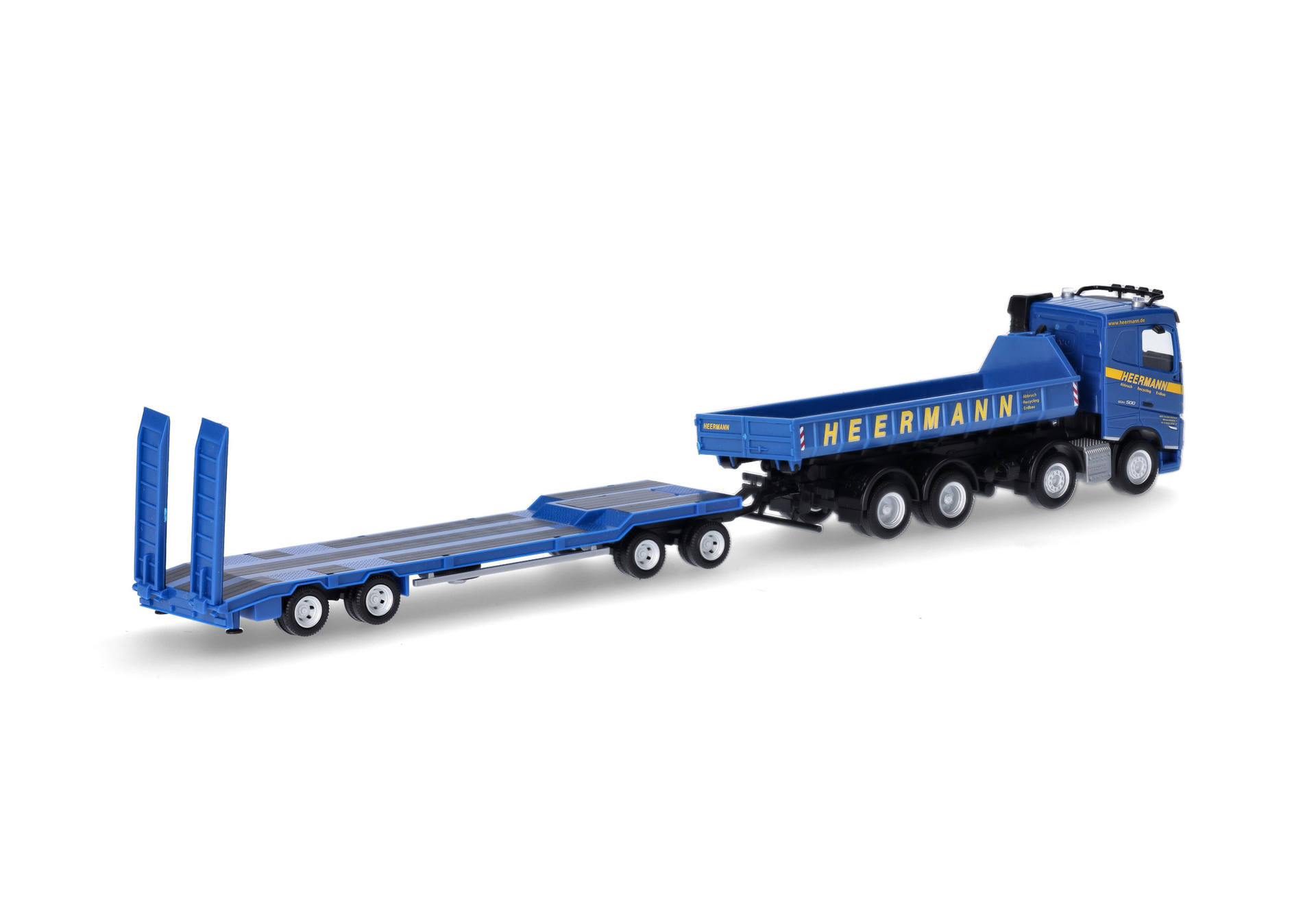 Volvo FH 2020 flat roof roll-off truck 4axles mit TU4-low boy trailer "Heermann"