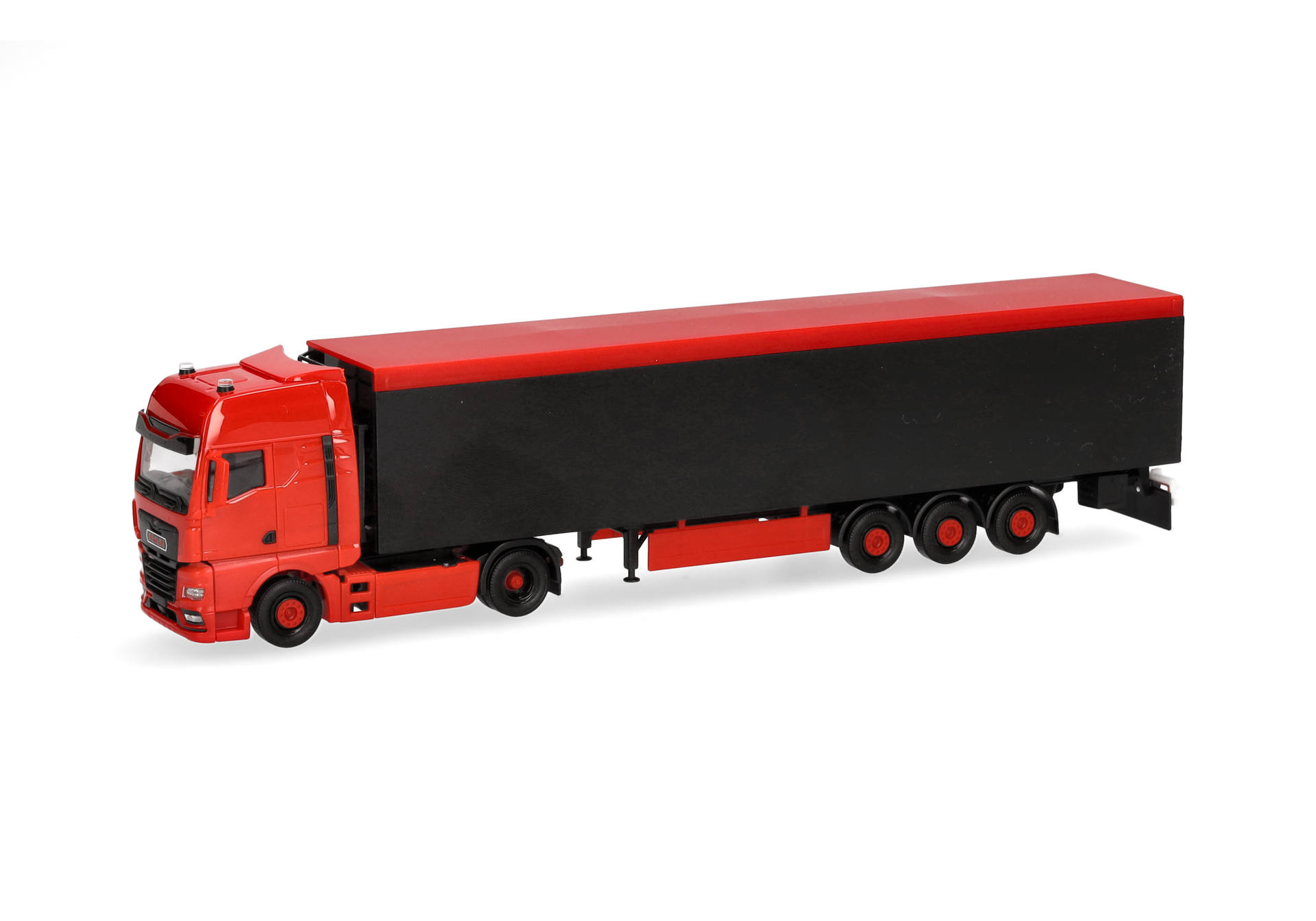 MAN TGX GX walking-floor semitrailer truck, red/black