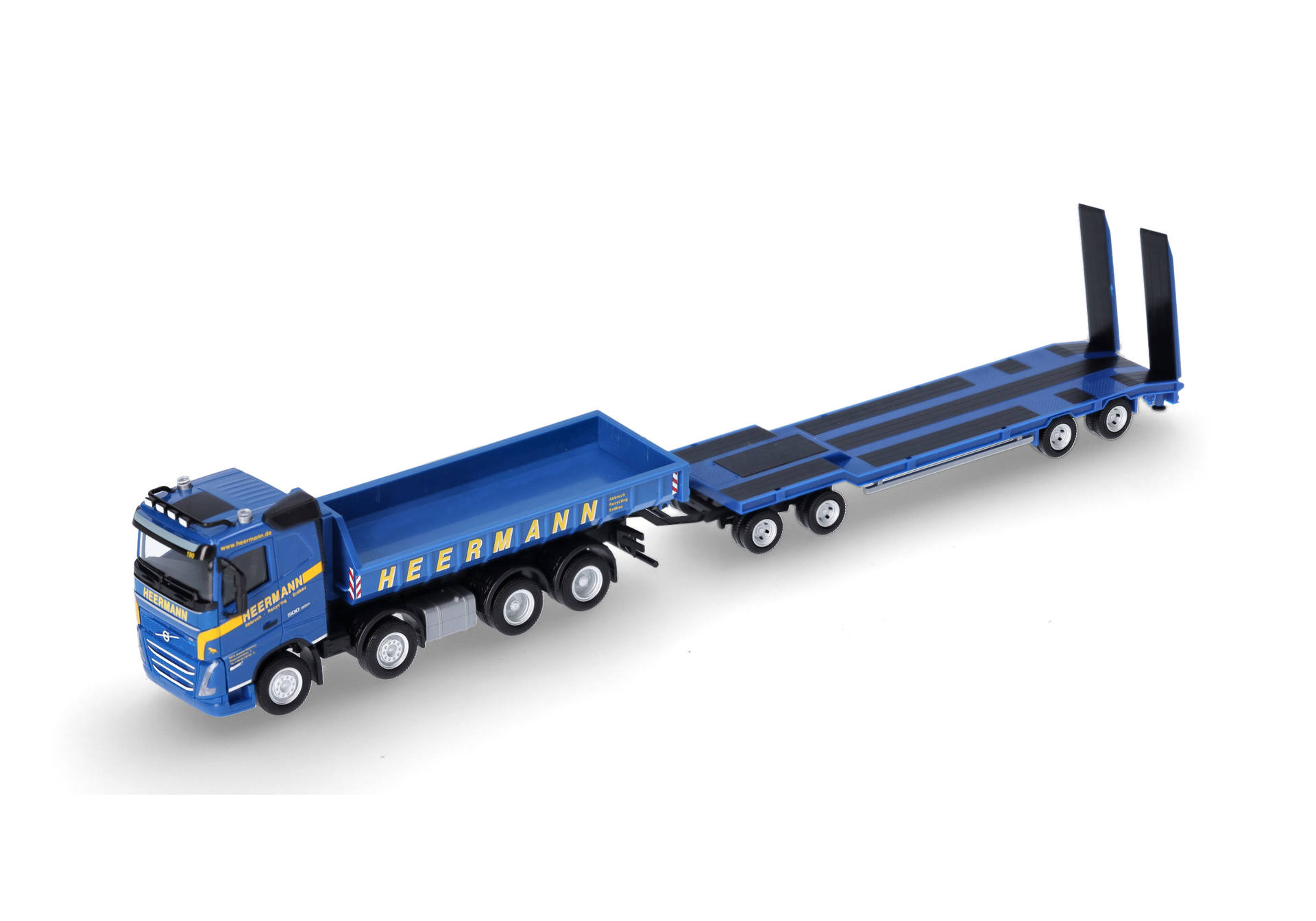 Volvo FH 2020 flat roof roll-off truck 4axles mit TU4-low boy trailer "Heermann"