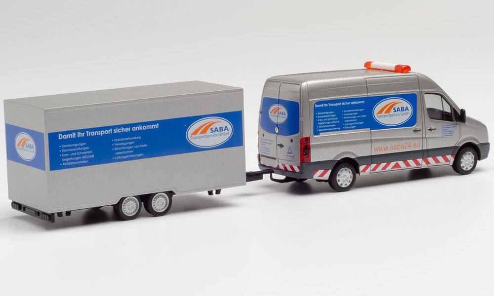 Volkswagen Crafter box high roof with tandem trailer truck "SABA Transportservice"