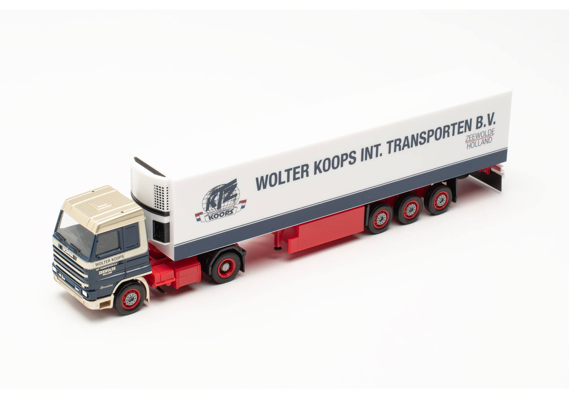 Scania 143 Streamline refrigerated semitrailer "Wolter Koops" (Netherlands/Zeevolde)