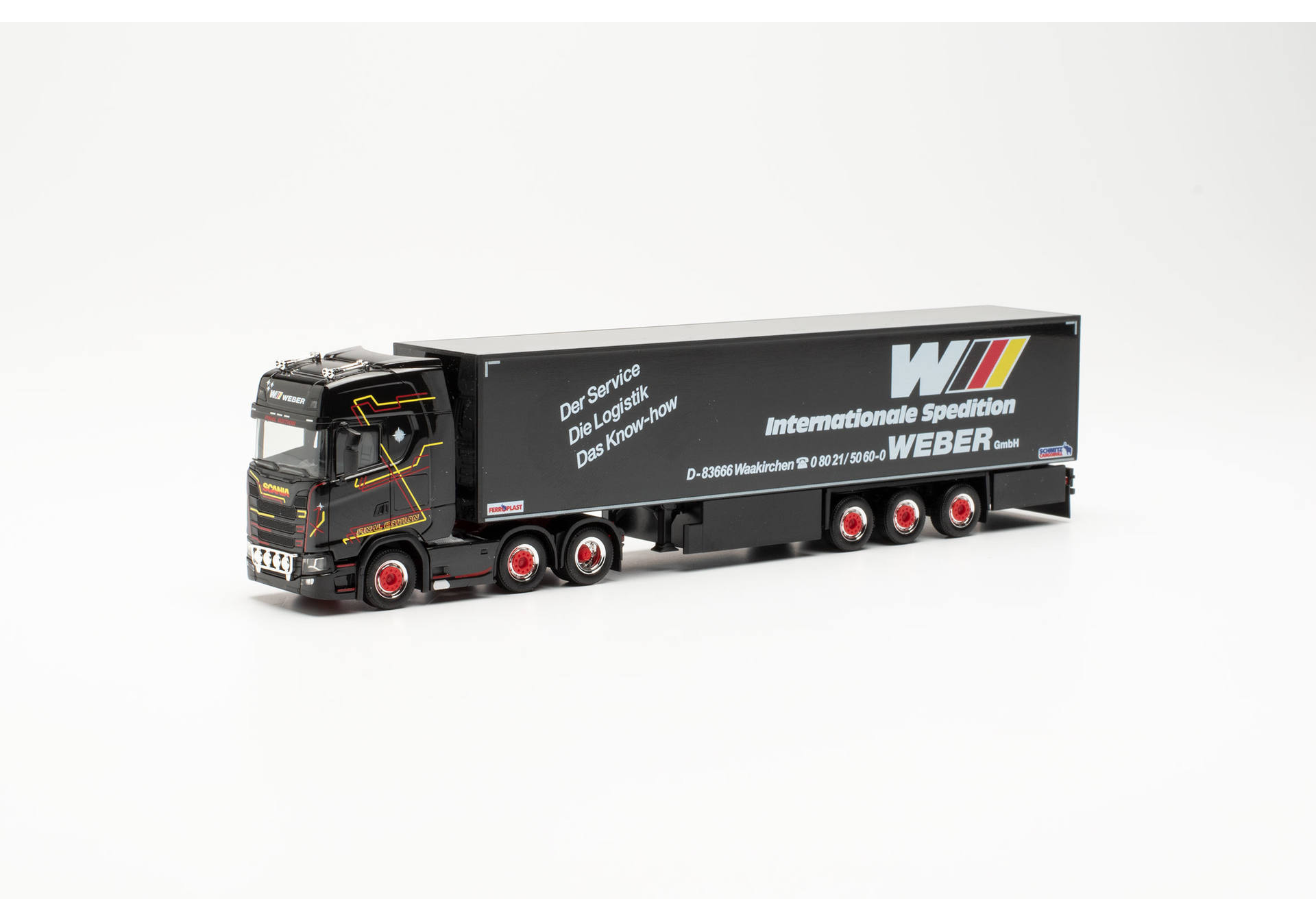 Scania CS 20 HD box semitrailer "Weber Internationale Spedition"