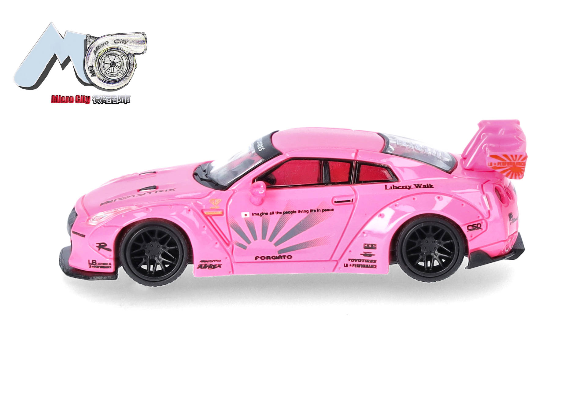 toy car, pink, sports car, racing decal, large rear spoiler, toy car, pink car, racing car, sports car, diecast car