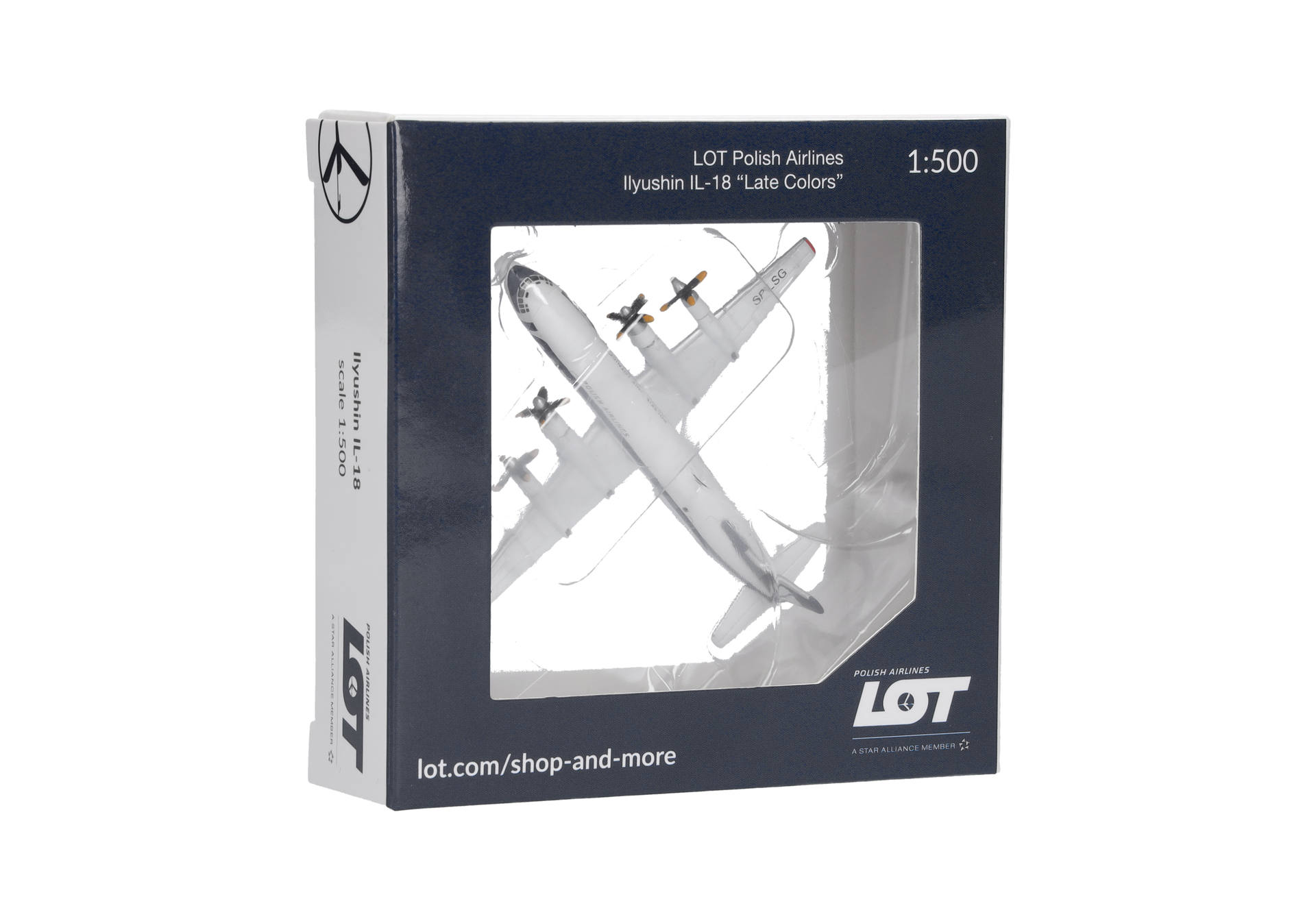 Modellflugzeug, 1:500, Polish Airlines, IL-18, Modelldose,  Modellflugzeug, Maßstab 1:500, Polish Airlines, Ilyushin IL-18, Blechbox
