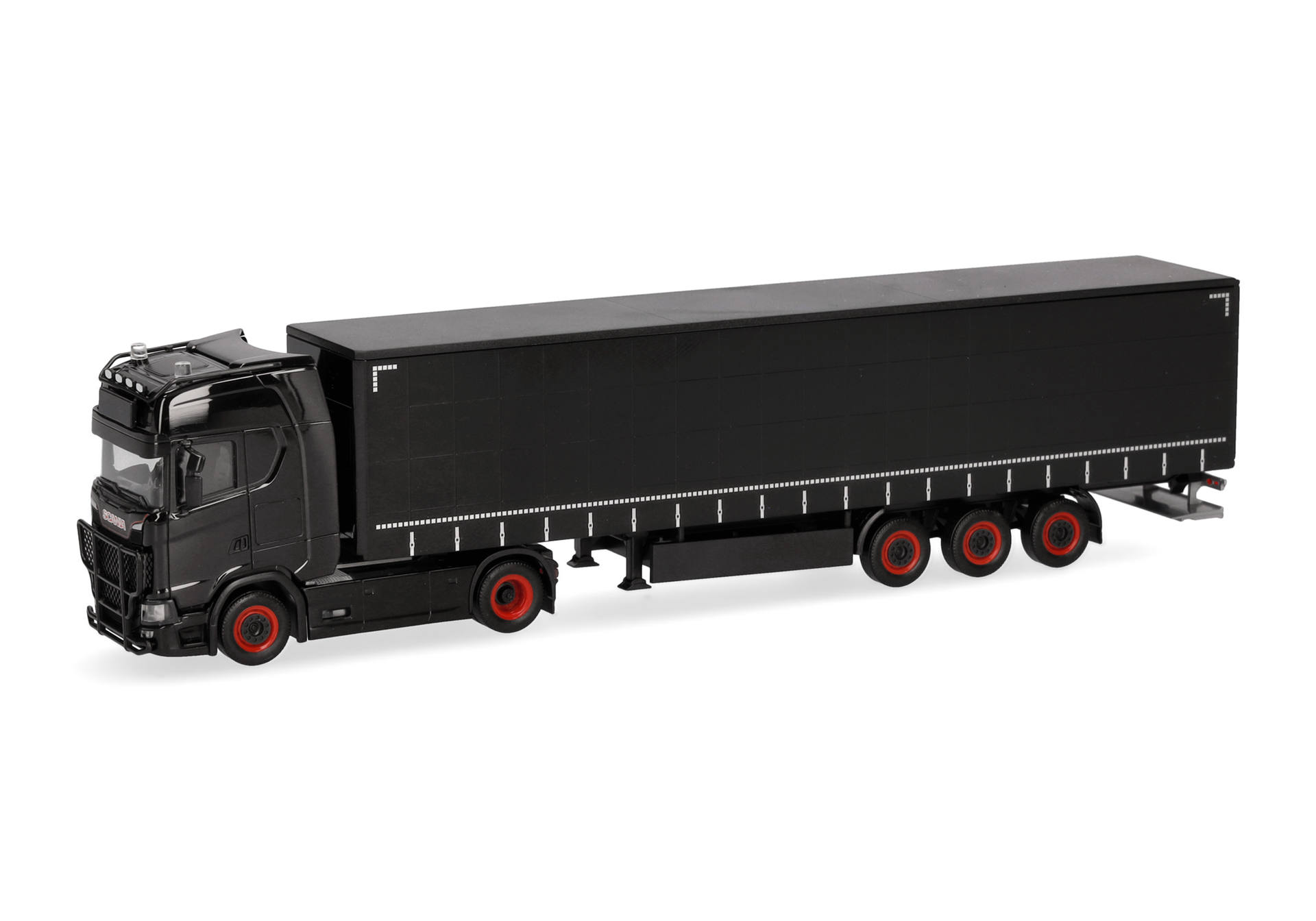 Scania CS 20 HD curtain canvas semitrailer truck, black