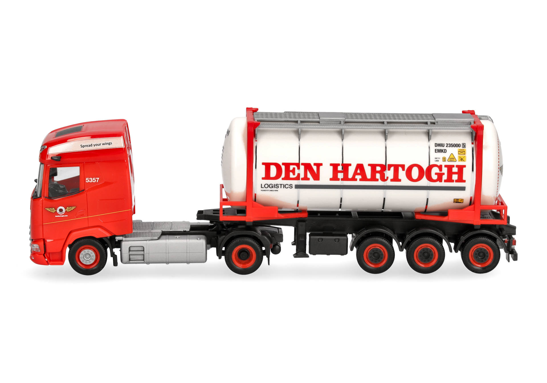 Spielzeug-LKW, Tanksattelzug, roter LKW, Sattelzug, DEN HARTOGH