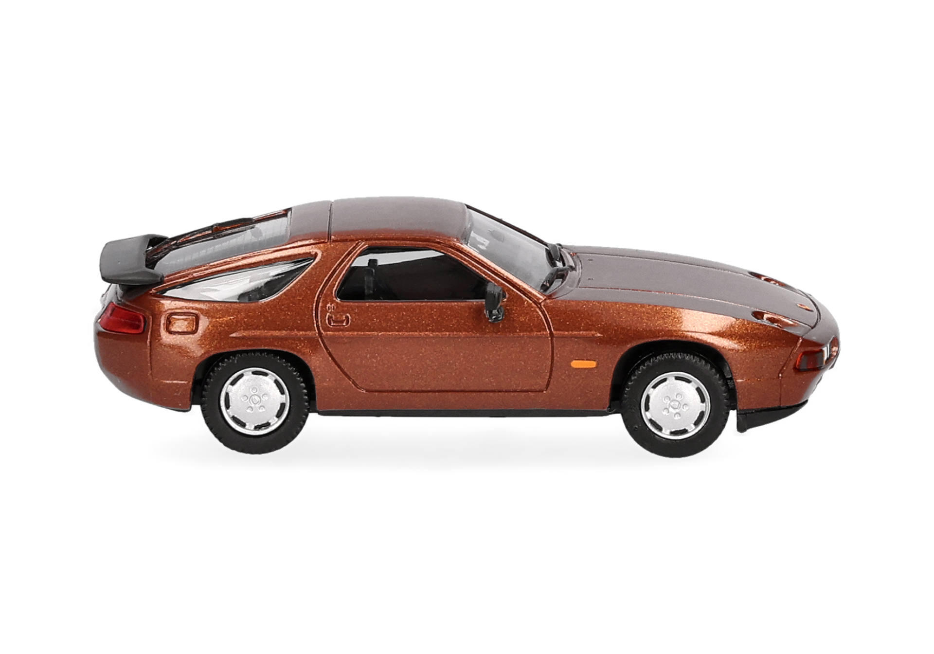 diecast car, model car, orange metallic, two-door, rear spoiler