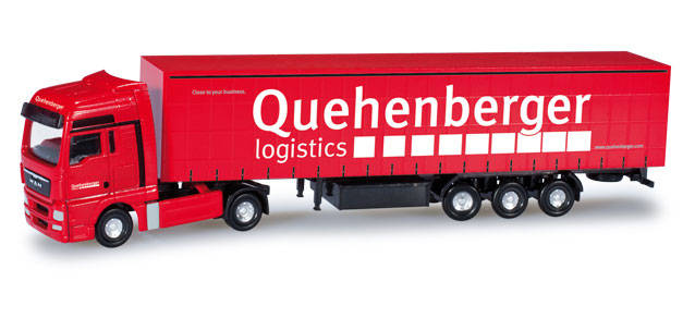 MAN TGX XXL curtain tarp semitrailer "Quehenberger Logistics"