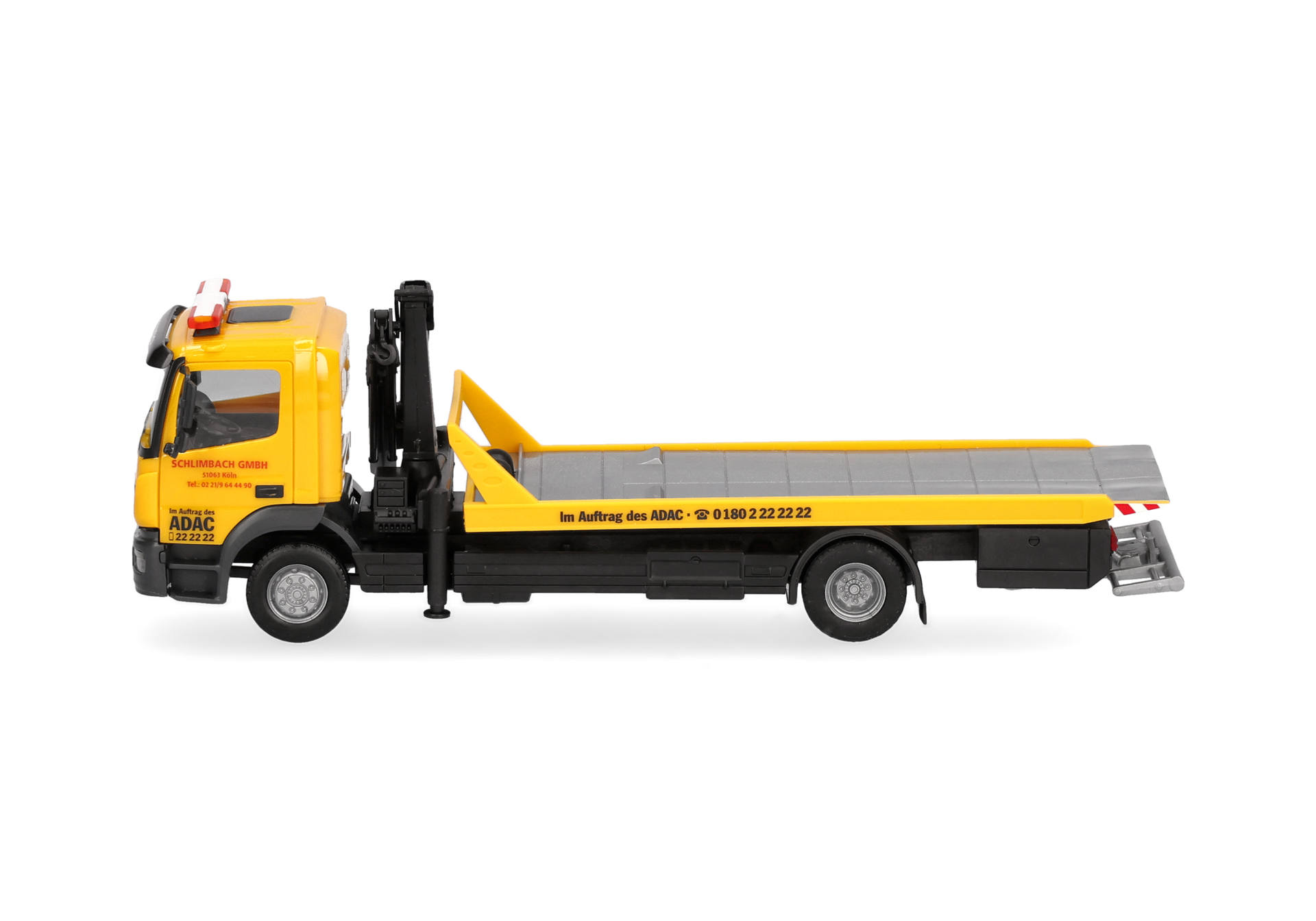 tow truck, flatbed, yellow, construction, toy model