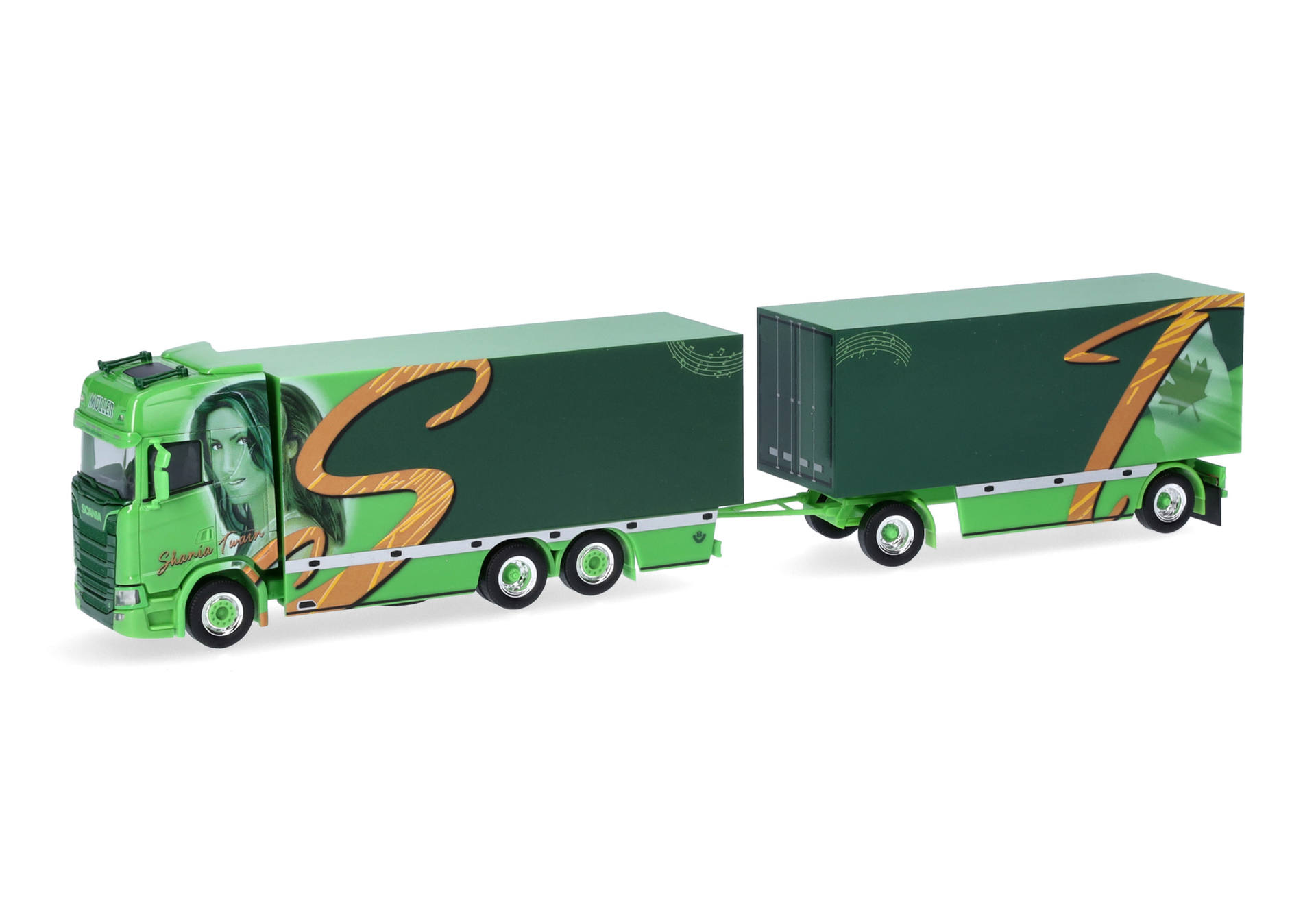 Scania CS 20 high roof box trailer "Müller/Shania Twain"