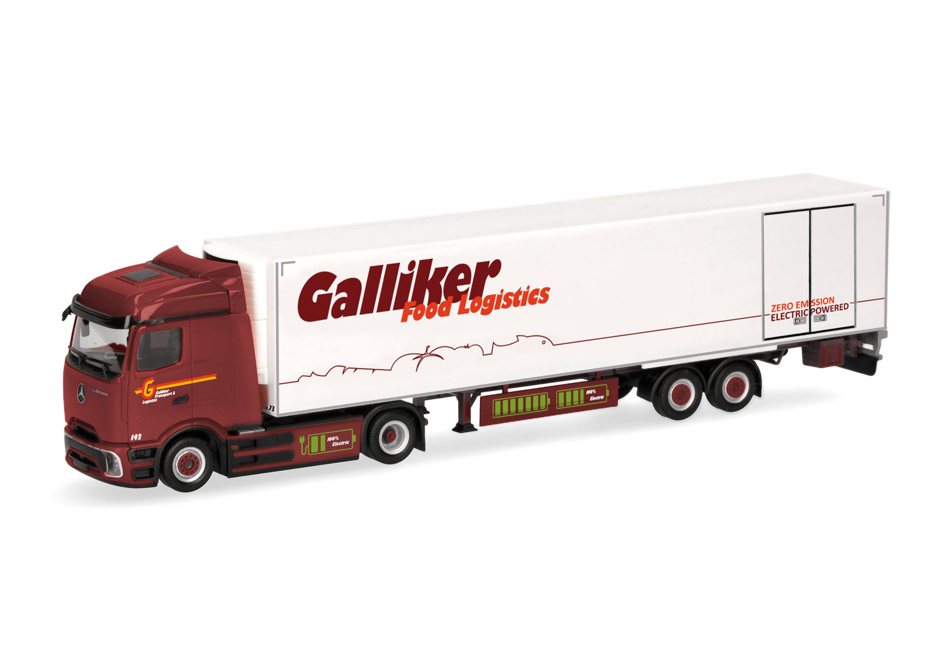 Mercedes-Benz eActros 600 Bigspace refrigerated box semitrailer truck "Galliker", Switzerland