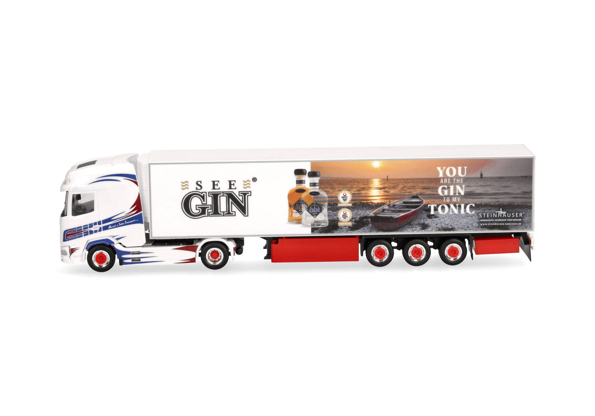 DAF XG+ refrigerated semitrailer truck "Aurich & Sohn Transport GmbH/SEE GIN"