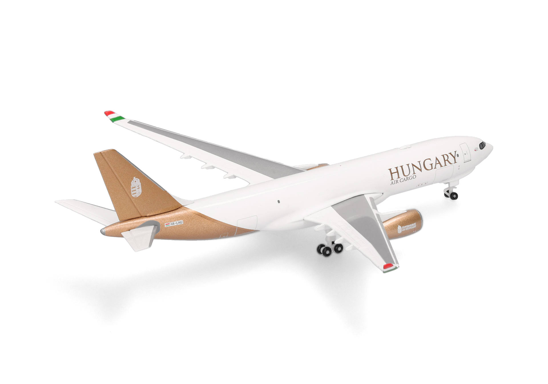 airplane, model, cargo, white, gold