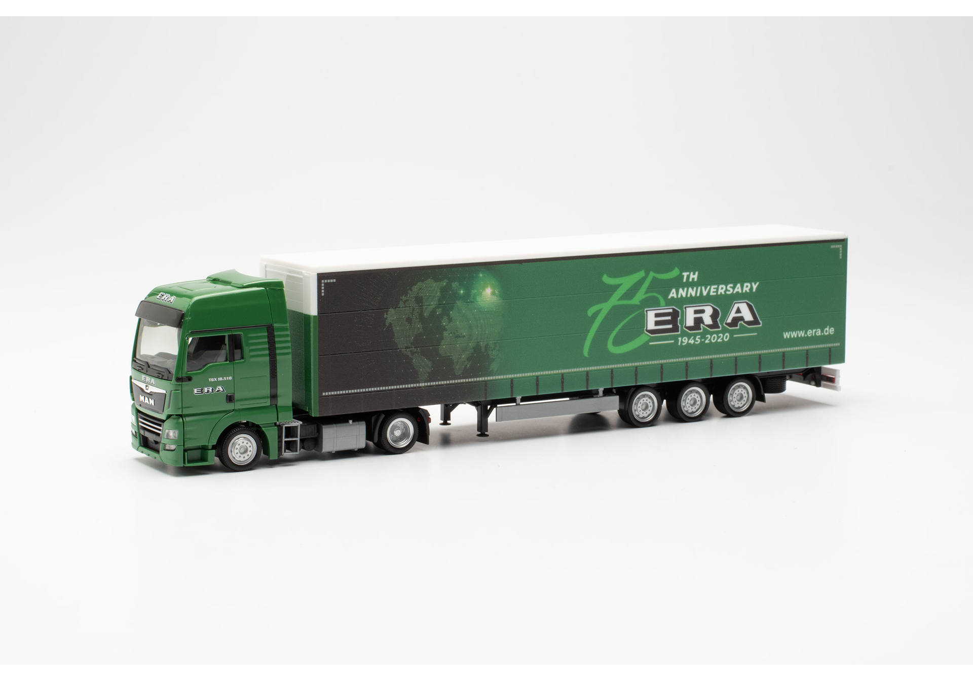 MAN TGX XXL Jumbo curtain canvas semitrailer truck „75 years ERA“ 