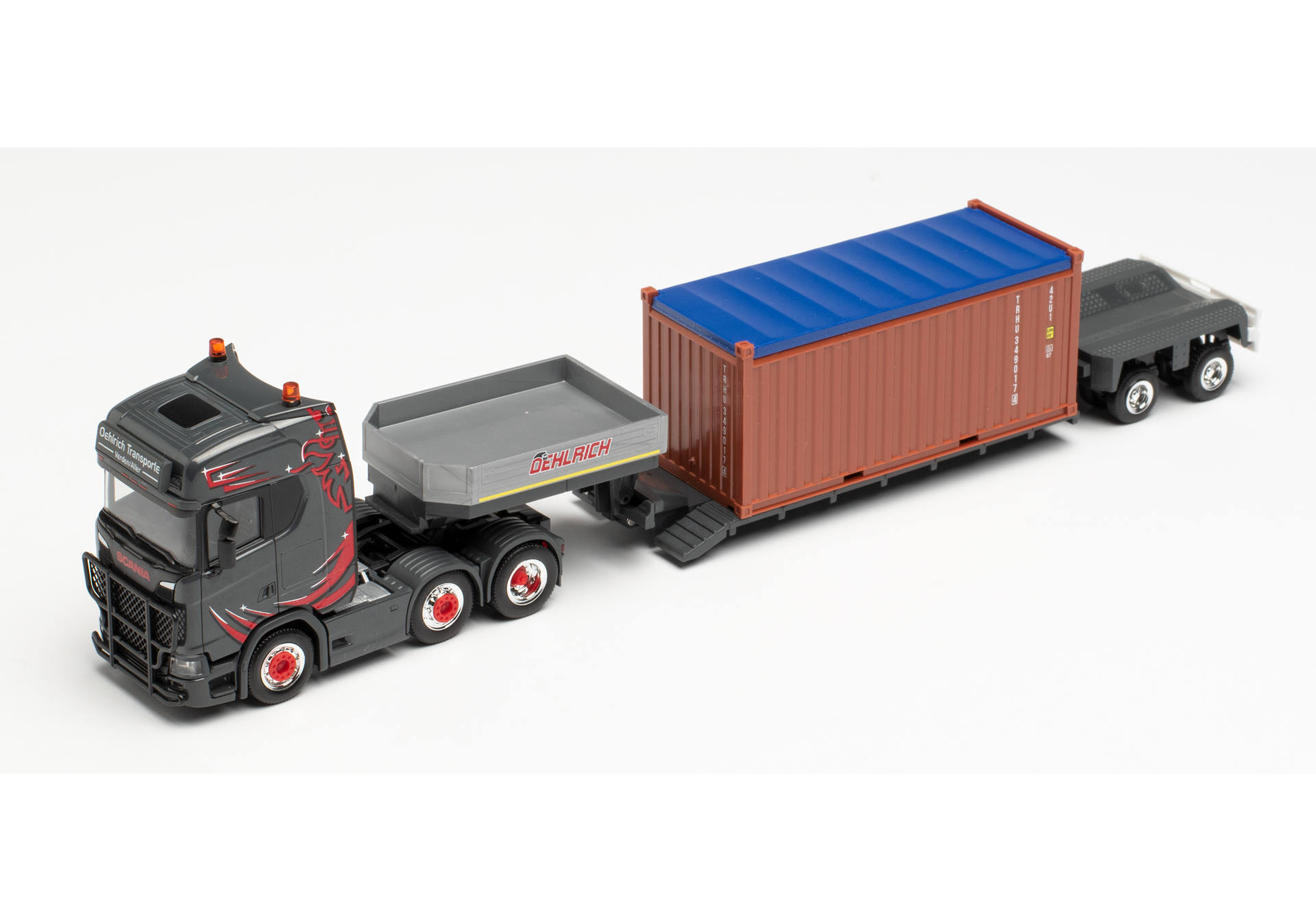 Scania CS 20 HD 6x2 Tieflade-Sattelzug mit Container „Oehlrich“