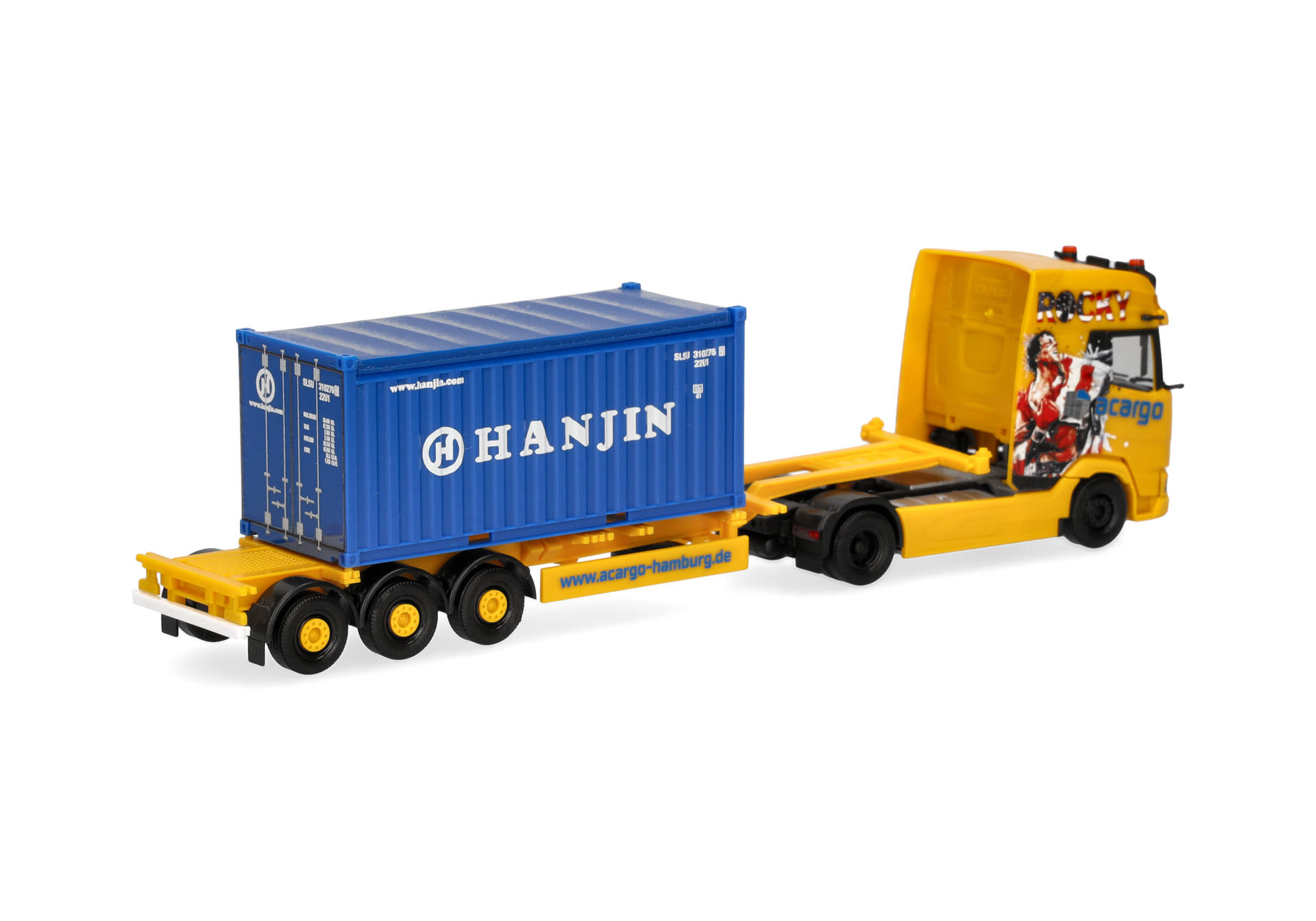 Spielzeug-LKW, Anhänger, Container aus Blau, Modellfahrzeug, Transportunternehmen-Container