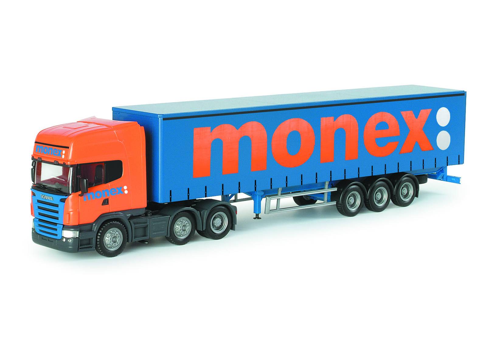 Scania R TL curtain canvas semitrailer "Monex" (GB)