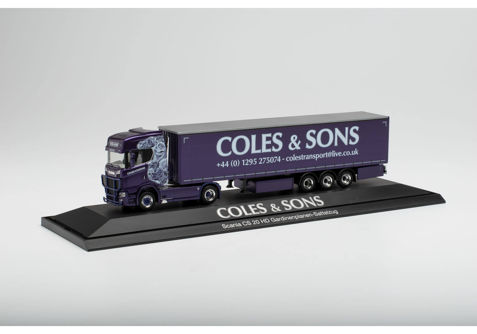 Scania CS 20 high roof curtain canvas semitrailer truck "Coles & Sons"