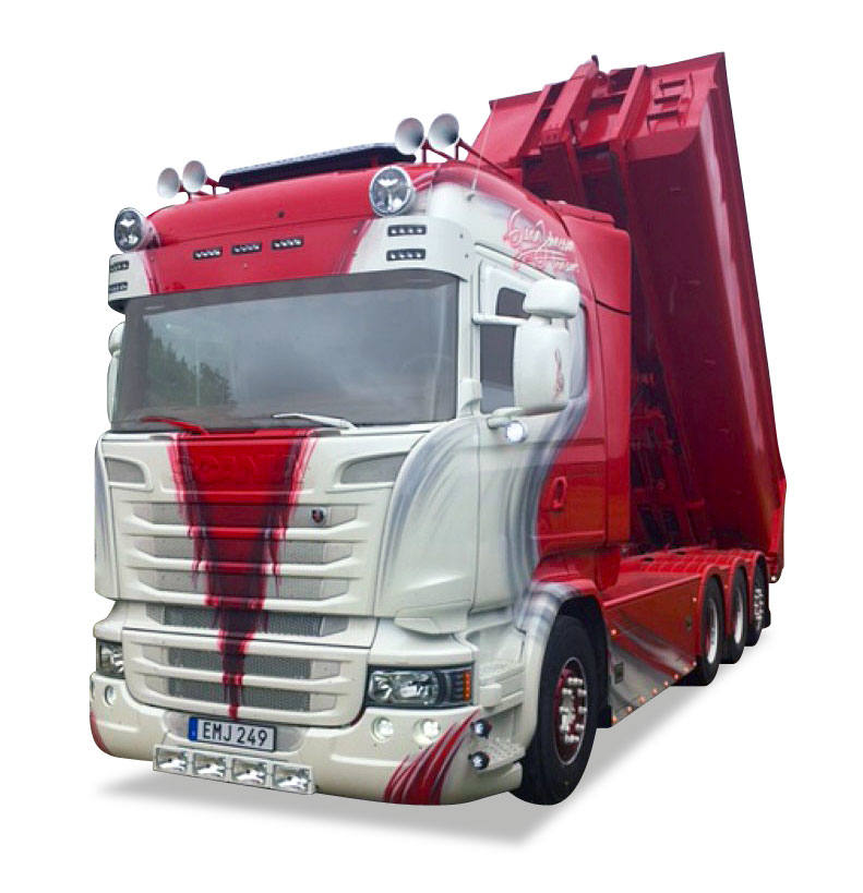 Scania R TL 8x4 Hakenlift-LKW mit Mulde "Glen Johnsson"