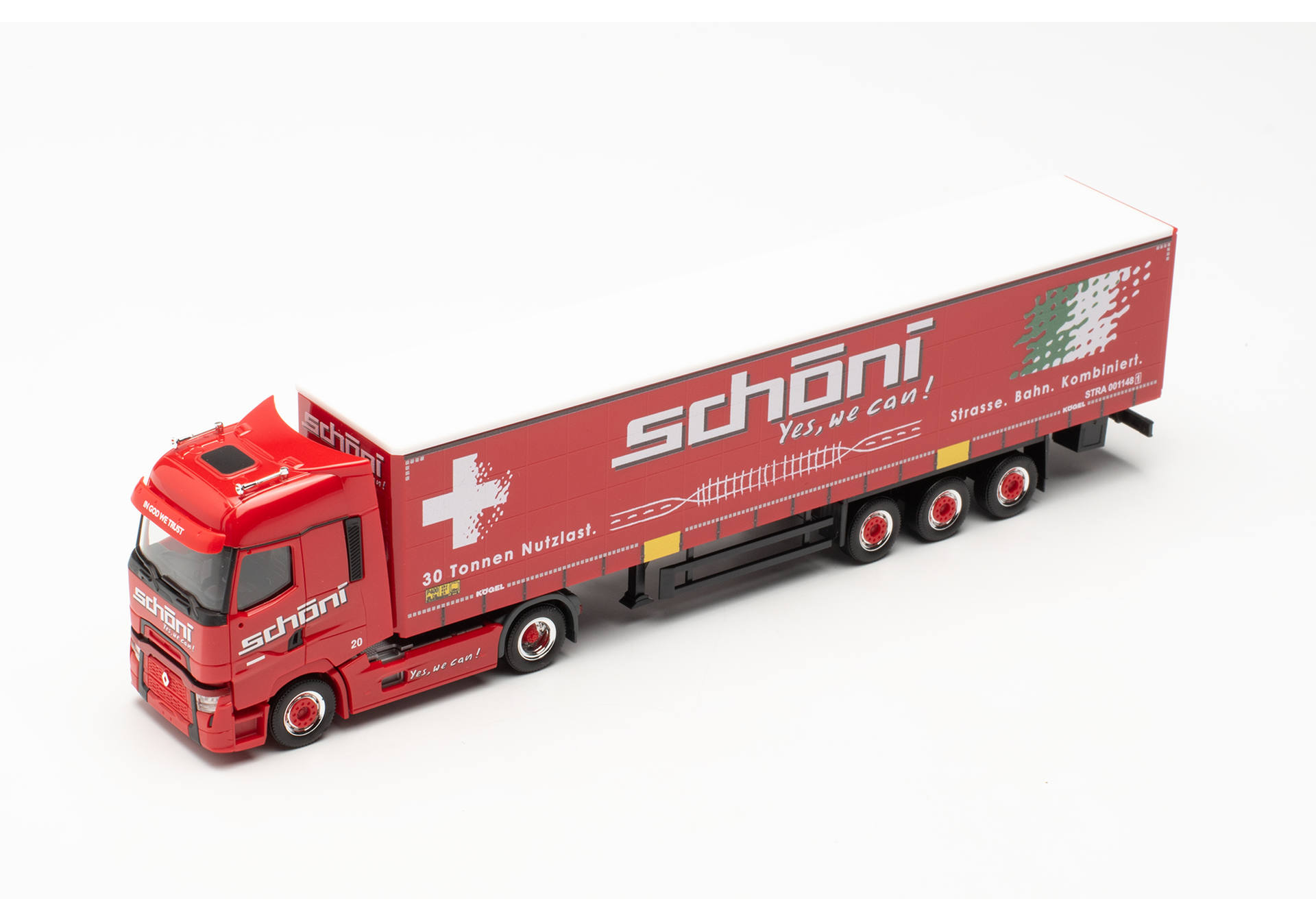 Renault T facelift Gardinenplanen-Sattelzug "Schöni International" (Schweiz/Rothrist)