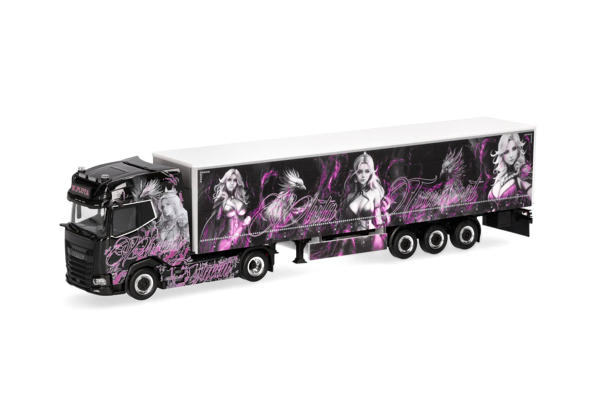 DAF XG+ curtain canvas semitrailer truck "Pluta/Phoenix Queen" (Poland/Gnuszyn)
