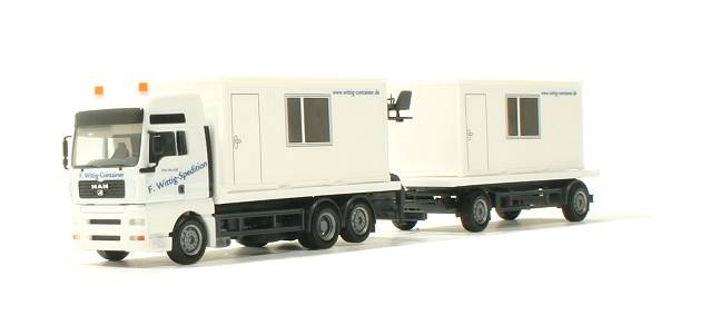 MAN TGA XXL stake trailer with rear loading crane "Wittig"