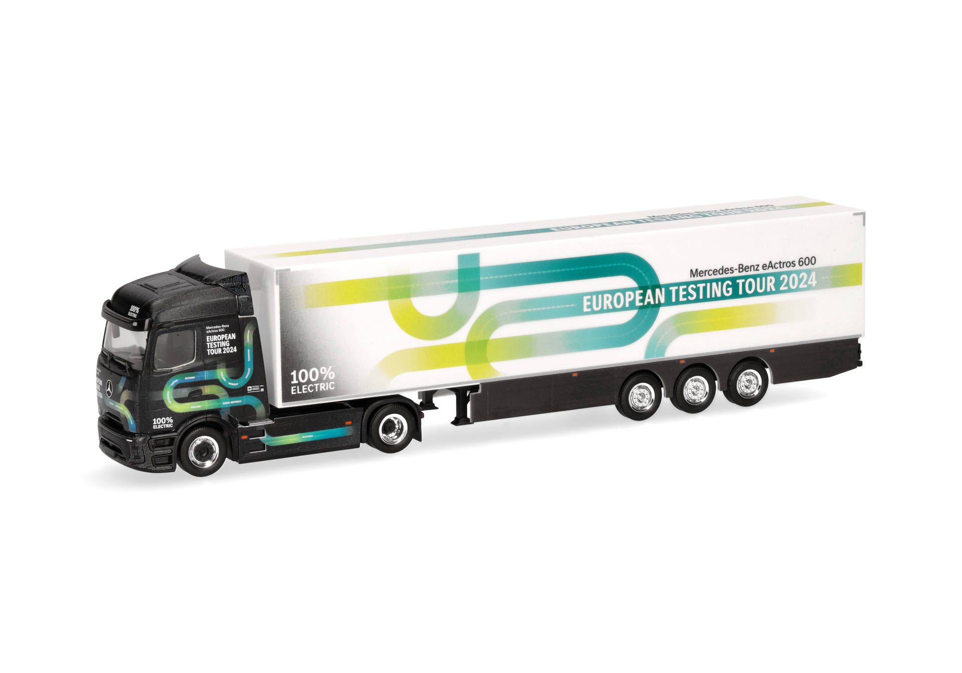 Mercedes-Benz eActros 600 ProCabin Streamspace curtain canvas semitrailer "European Testing Tour"