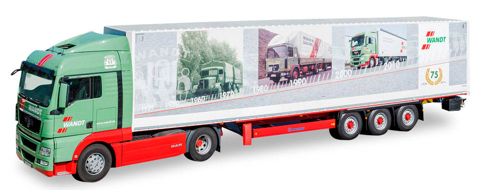 MAN TGX XLX Euro 6 box semitrailer "Wandt 75 jaar"